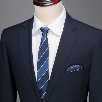 Vyrų kostiumas 70% vilnos tamsiai mėlyna aukštos kokybės formaliojo vieną krūtinėmis vyrų kostiumai, vestuvių 3 gabalus kostiumas 2 vnt prom kostiumai 4xl plius