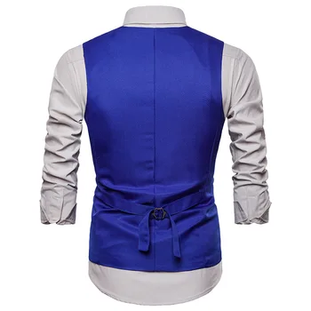 Vyrų Mados Royal Blue Kostiumas, Liemenė 2018 Nauja Dvigubo Breasted Suknelė Marškiniai Vyrams, Atsitiktinis Rankovių Oficialių Verslo Striukė