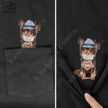 Vyrų Marškinėlius NewFashion Filmą Gyvūnų kišenėje Haskis Animacinių filmų spausdinti Medvilnės Unisex vyriški marškiniai HipHop Atsitiktinis juokinga Harajuku tees S15