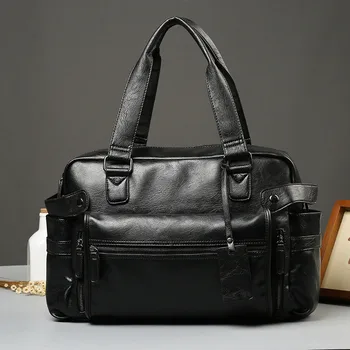 Vyrų odos maišas vyrų portfelį biuro krepšiai vyrų pečių maišą vyro pu odos nešiojamas krepšiai vyrų nešti lagaminėlį rankinės