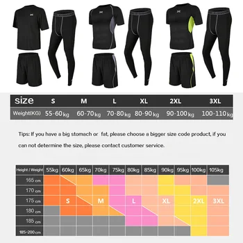 Vyrų sporto suspaudimo tinka gimnastikos triko treniruotės drabužius bėgimo sporto rinkinį veikia tracksuit greitas džiovinimas plius dydis