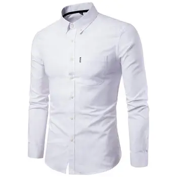 Vyrų verslo atsitiktinis ilgomis rankovėmis marškinėliai classic vientisos spalvos vyriški socialinės suknelė marškiniai balta juoda juoda M-5XL