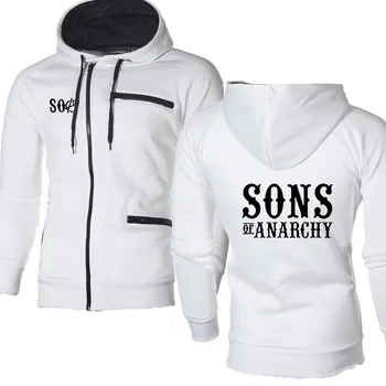 Vyrų Švarkai SOA Sons of anarchy vaikas SAMCRO Sportinę Užtrauktukas Vyrų Mados Atsitiktinis Marškinėlius Vilnos HipHop Šiltas Vyrų HoodieX