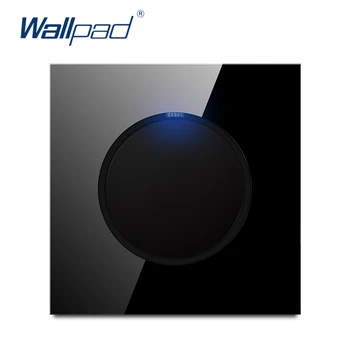 Wallpad L6 Juodas Grūdintas Stiklas Skydelio LED 1 Gaujos 1 Būdas 2 Būdas Atsitiktiniai Spustelėkite Mygtuką Sienų apšvietimo Jungiklis Su LED Indikatorius