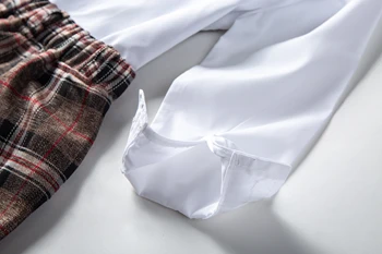 Wasailong berniukų drabužiai Pavasarį ir rudenį ilgomis rankovėmis džentelmenų balti marškiniai patikrinti liemenė berniukui vestuves trijų dalių rinkinys