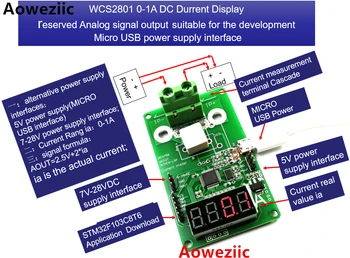 WCS2801 0-1A DC srovė ekranas matuoklis
