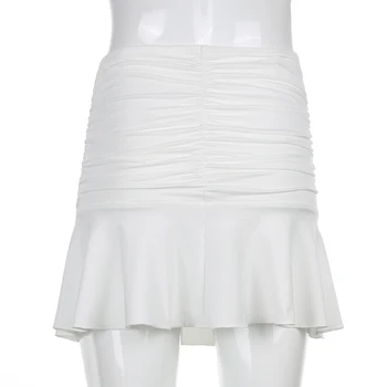 Weekeep Vasaros Ruched Klostuotas Sijonas Moterims Aukšto Juosmens Mados 90s Mini Sijonai Lady Elegantiškas 2020 y2k Paplūdimio Drabužių Streetwear 2020 m.