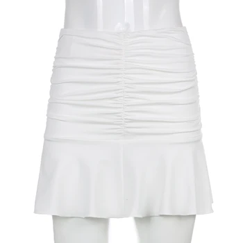 Weekeep Vasaros Ruched Klostuotas Sijonas Moterims Aukšto Juosmens Mados 90s Mini Sijonai Lady Elegantiškas 2020 y2k Paplūdimio Drabužių Streetwear 2020 m.