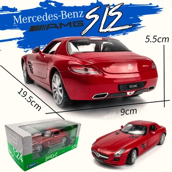 Welly 1:24 Mercedes SLS AMG baltos spalvos automobilių lieti automobilio modelis, modeliavimas, automobilių apdailos surinkimo dovana žaislas liejimo modelis berniukas