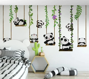 Wellyu Užsakymą tapetai 3d freskos šiaurės minimalistinio animacinių filmų panda vaikų namų fono sienos papel de parede 3d