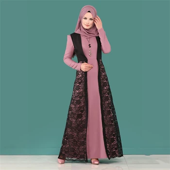 WEPBEL Dviejų dalių Komplektas Musulmonų Nėrinių Maxi Suknelės Arabų Dubajus Plius Dydis Slim Fit Kietas Mados ilgomis Rankovėmis Abaja Islamo Apranga