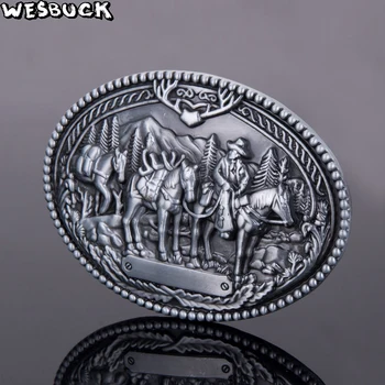 WesBuck Prekės Arklių Medžiotojas Diržo Sagtis Vyrams, Moterims Gyvūnų Vakarų Sagtys Metalinės Kaubojus Cowgirl Boucle Ceinture