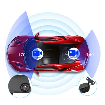 WHEXUNE Naujas 12 colių Veidrodis, 1440P Automobilių DVR Stream Media Touch Screen Automobilinis vaizdo Kamera brūkšnys kamera galinio vaizdo kamera Parkavimo Ekranas diktofonas