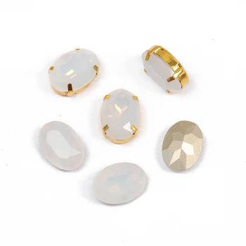 White Opal Siūti Cirkonio Kristalų Aplikacijos stiklo Kristalai, kalnų krištolas, Sidabro, Aukso Nustatymo Masės Drabužių Papuošalai