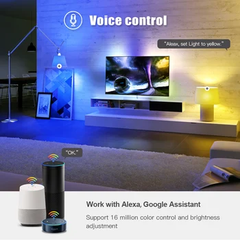 Wifi Smart Lemputės RGB +Balta +E27 Šiltai balta Led Lemputė Tuya Smart Gyvenimo APP Pritemdomi Balso Kontrolės Dirbti su Alexa,google Namuose