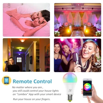 WIFI Smart Lemputės šviesos srautą galima reguliuoti E27 7W E14 LED Lempos RGB PROGRAMĖLĖ balsas Nuotolinio Valdymo pultą Smart Lemputė Dirbti su Alexa, Google 