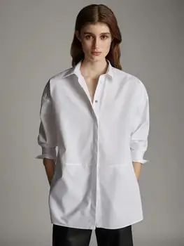 Wihered anglija office lady derliaus popelinowy balta palaidinė moterims blusas mujer de moda 2020 plonas medvilnės marškinėliai moteriški viršūnes ir palaidinė