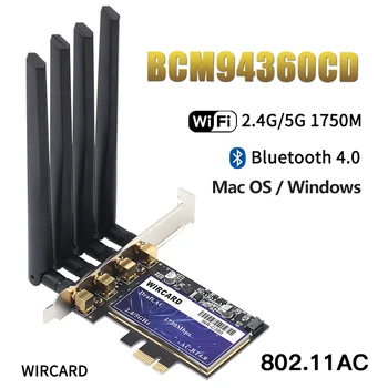 WIRCARD WR-C380 1750Mbps PCIe BCM94360CD Darbalaukio Wifi Kortelę Hackintosh 802.11 ac 