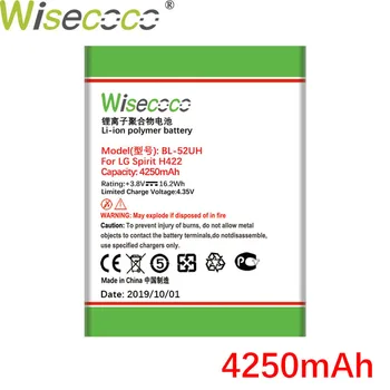 Wisecoco 4250mAh BL-52UH Baterija LG Dvasia H422 D280N D285 D320 D325 DUAL SIM H443 Pabėgti 2 VS876 L65 L70 MS323 Mobilusis Telefonas