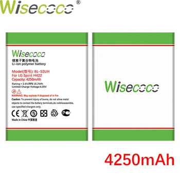 Wisecoco 4250mAh BL-52UH Baterija LG Dvasia H422 D280N D285 D320 D325 DUAL SIM H443 Pabėgti 2 VS876 L65 L70 MS323 Mobilusis Telefonas