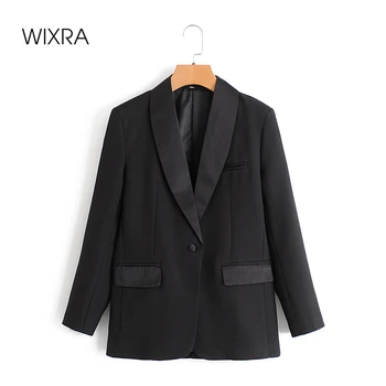 Wixra Moterų Švarkas Rudenį, Pavasarį Klasikinės Juodos Vieną Mygtuką Office Lady ilgomis Rankovėmis Kailis 2020 viršutinių drabužių siuvimas