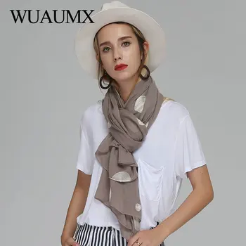 Wuaumx NAUJŲ Dizainerių Šalikas Moterims Medvilnės Hijab Minkštas Pashmina Plonas Šalikai Dot Modelis šalikai, šaliai, kaklaskarės Ilgio Paplūdimio Skara Apsiaustas Foulard sjaal