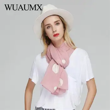 Wuaumx NAUJŲ Dizainerių Šalikas Moterims Medvilnės Hijab Minkštas Pashmina Plonas Šalikai Dot Modelis šalikai, šaliai, kaklaskarės Ilgio Paplūdimio Skara Apsiaustas Foulard sjaal