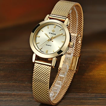 WWOOR Rose Gold Moterų Apyrankės, Laikrodžiai Prabangos Prekės Ponios Kvarcinis Analoginis Žiūrėti Nerūdijančio Plieno Atsitiktinis Laikrodis reloj mujer