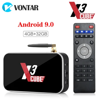 X3 Pro Smart TV BOX Amlogic S905X3 DDR4 4GB RAM, 32GB X3 Plius 64GB Android 9 9.0 TV Box X3 cube 2GB, 16GB 2.4 G/5G WiFi 1000M 4K