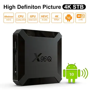X96Q Android 10.0 Smart TV BOX 2 GB 16GB Allwinner H313 Quad Core 4K Mini Set top greitai, tv box 2.4 G Wifi 