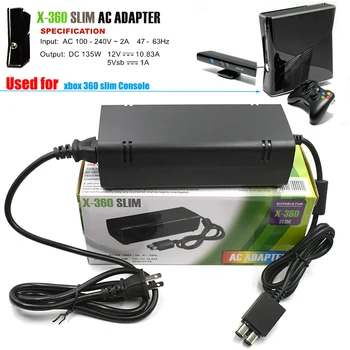 Xbox 360 Slim AC Adapteris, Maitinimo Plytų Maitinimo 135W Maitinimo Įkroviklio Laidą Xbox 360 Slim Konsolės 100-120V