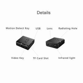 XD HD 1080P Mini Kamera IR-CUT HD vaizdo Kamera, Infraraudonųjų spindulių Naktinio Matymo Mikro Kamera Judesio Aptikimo DV