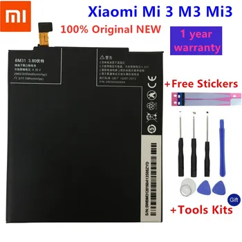 Xiao mi Originalią Bateriją Už Xiaomi Mi 3 M3 Mi3 BM31 Originali Telefono Baterija 3050mAh+Nemokamas Įrankis