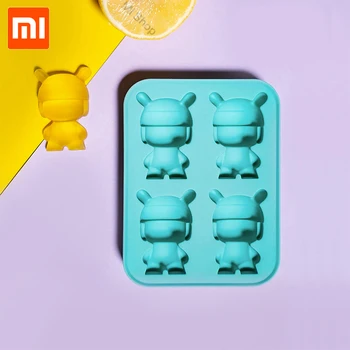 Xiaomi Mitu Ledo Plokštelėje Maisto kokybės Silikono Pelėsių Cartoon Formos 4 Kubus Ledų Pelėsių 