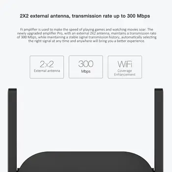 Xiaomi WiFi Kartotuvas Pro 300M Mi Stiprintuvo Tinklo Expander Maršrutizatorius, Maitinimo Extender Roteador 2 Antena Maršrutizatorius Wi-Fi Namuose