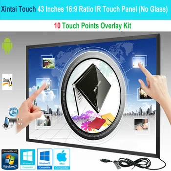 Xintai Touch 43 Cm 10 Lietimo Taškų 16:9 Santykis IR Liesti Rėmą Panel/Touch Screen Overlay Komplektas Plug & Play (BE Stiklo)
