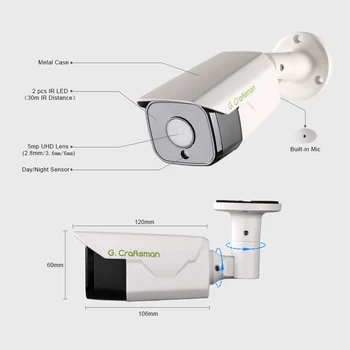 XMeye 5MP Veido Aptikimo POE IP Kameros, Apsaugos Sistemos Rinkiniai 4CH SONY 335 Garso Vandeniui CCTV Vaizdo Stebėjimo AI NVR, Onvif