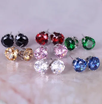 XYX003 Turas Multi-color Crystal Akmenys, Auskarai Smeigės Elegantiškas Mados Moterų Papuošalai Mergina, Dovanos, Sidabro