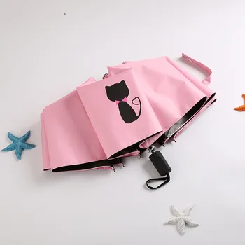 YADA INS Mados Naujų Animacinių filmų Shadow Cat Modelis Skėtis 3 Kartus Moterų UV Rainproof Skėtis Skėtis nuo Lietaus, Saulės Skėčiai YD200256