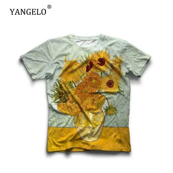 Yangelo Vincento Van Gogho Saulėgrąžos Atspausdintas T-shirt Moterims 2020 Meno Estetinių Įgulos Kaklo Atsitiktinis Trumpas Rankovės Summer Tee Top Girl