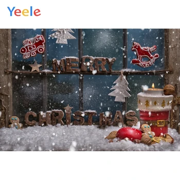 Yeele Kalėdų Dienos Dovanos Fone Photophone Didelis Langas Sniego Ir Žvakė Fotografijos Backdrops Apdaila Individualų Dydį