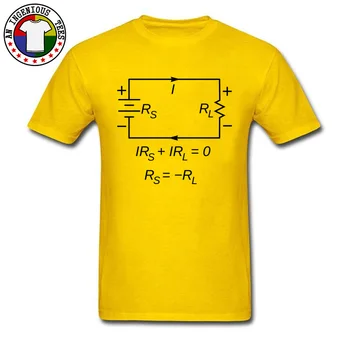 Yellow Print T Shirts Baterija Ir Rezistorius Grandinės Vasarą/Rudenį, O-Kaklo, Medvilnės Vyrai Tee-Shirt Laisvalaikio Drabužiai, Marškinėliai, Topai