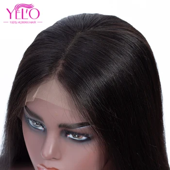 YELO Plaukų Produktų, 13X4 Nėrinių Priekinės Trumpas BoB Perukai 150% Tankis 1B# Remy Brazilijos Žmogaus Plaukai Tiesūs Moterims