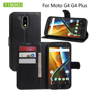YINGHUI Už Motorola Moto G4 G4Plus Atveju, Odinis Telefono dėklas Flip Cover Stovėti Piniginės Maišelį Kortelės Turėtojas telefoną atveju Moto G4 Plius