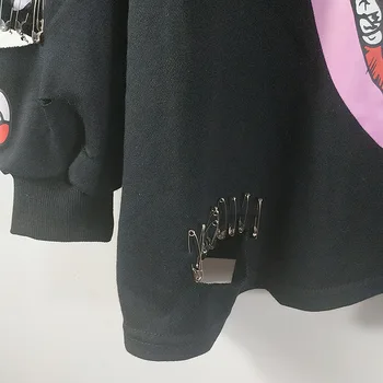 YingYuanFang Lūpų pin hole apdailos asmeninį ponios mados sweatershirt