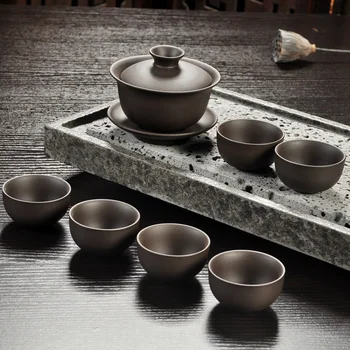 Yixing Raudonos smėlio arbatos rinkinys juoda/raudona keramika kung fu Arbatinukas, rankų darbo, Violetinės, smėlio arbatinukas teacup gaiwan Tureen arbatos ceremonija