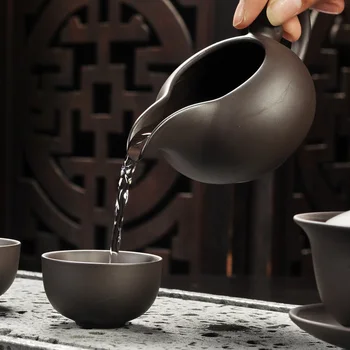 Yixing Raudonos smėlio arbatos rinkinys juoda/raudona keramika kung fu Arbatinukas, rankų darbo, Violetinės, smėlio arbatinukas teacup gaiwan Tureen arbatos ceremonija