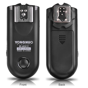 YONGNUO RF603II Wireless Flash Trigger 2 siųstuvai-imtuvai Už Nikon D300 D700 D3100 D600 D610 Canon 5D Mark II, III 6D 500D
