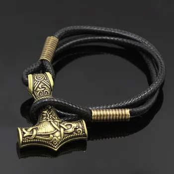 Youeshone Didžiulis Thor Hammer Mjolnir Viking Amuletas Plaktukas Skandinavijos Apyrankė - 23cm