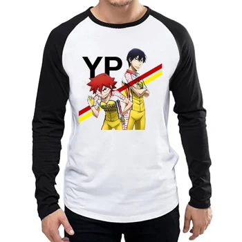 Yowamushi Pedalo T-Shirt Mens Mados Balta Anime Yowamushi Pedalo Logo T Shirt Viršuje Tee marškinėlius Visą Rankovės Onoda sakamichi Drabužiai
